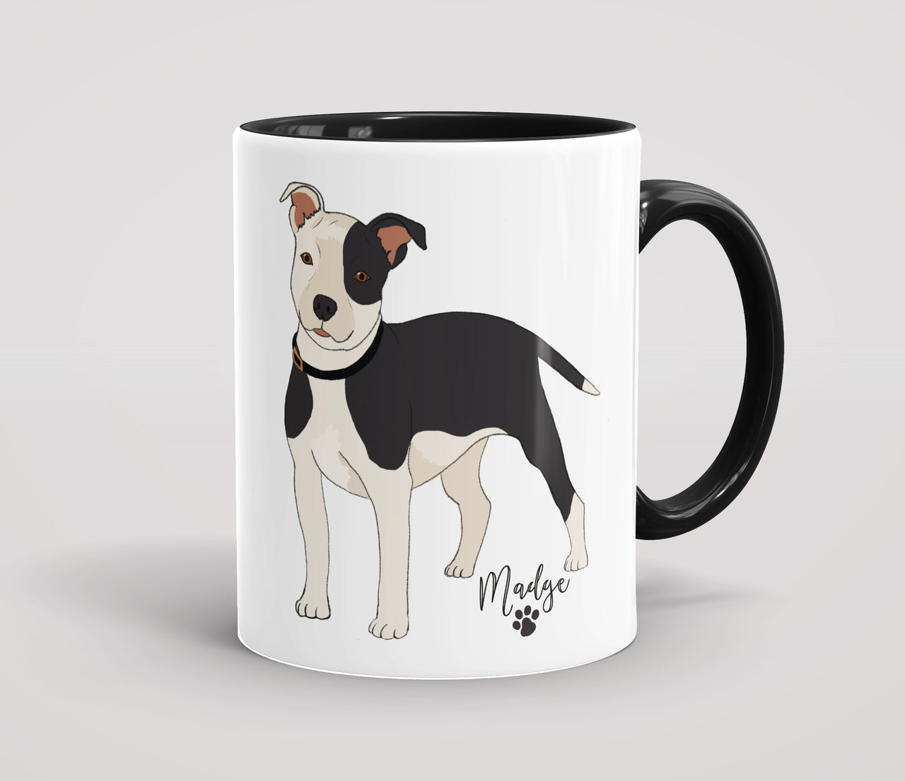 Personalised Black & White Staffordshire Bull Terrier - Mug