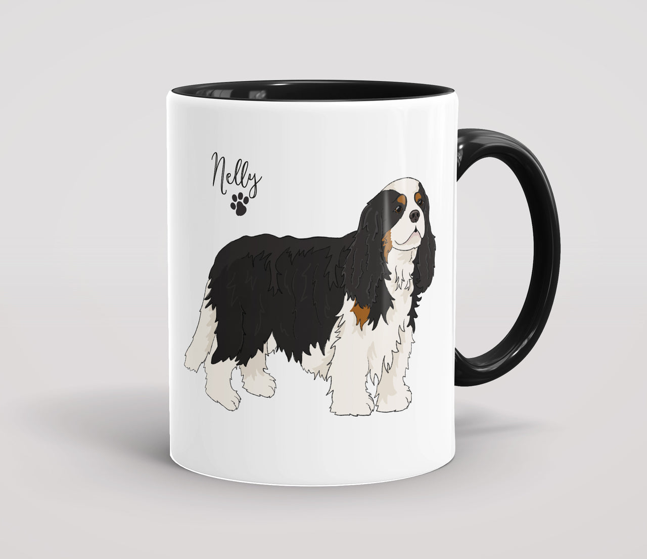 Personalised Black & White Cavalier King Charles Spaniel - Mug