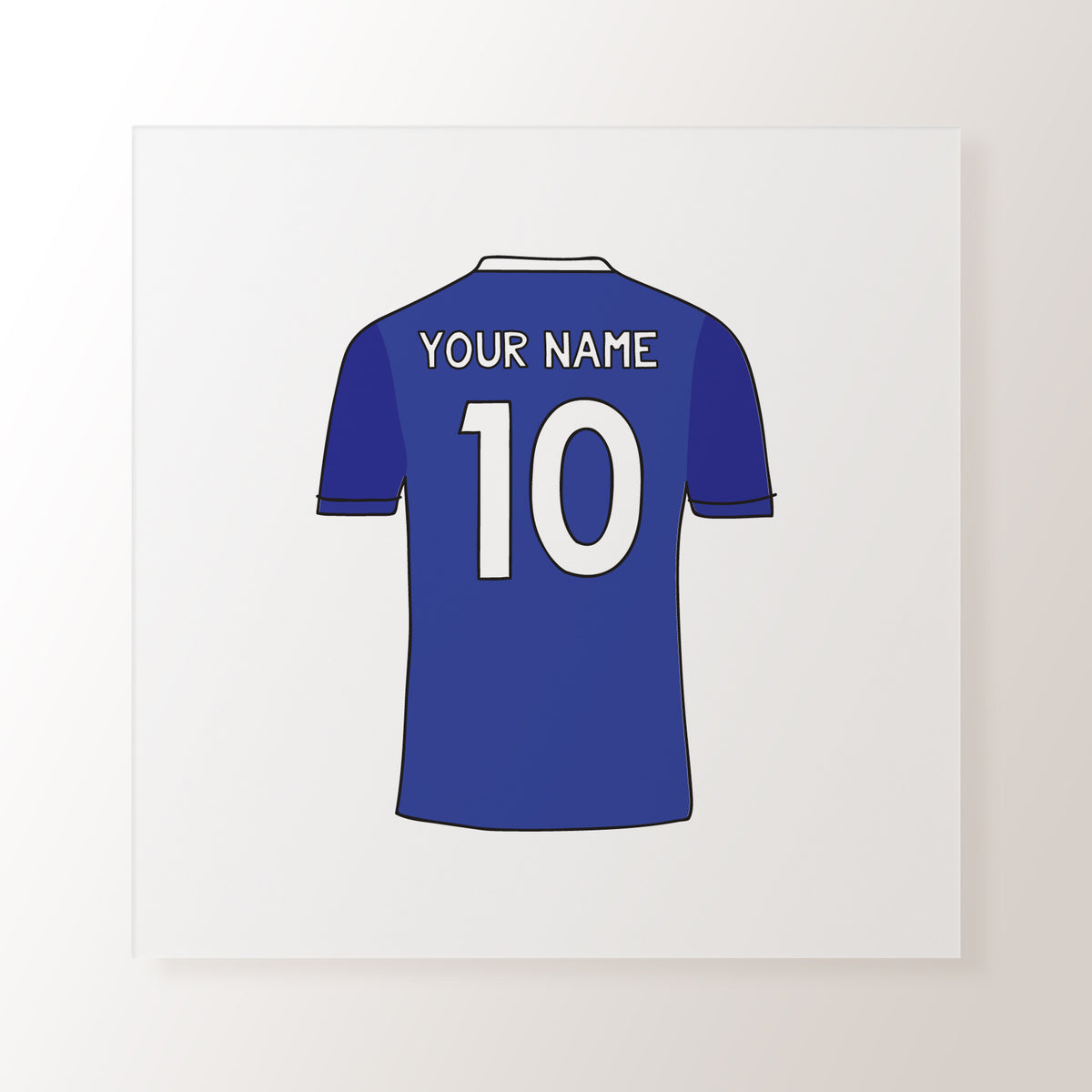 Blue Personalised Name Age Football Shirt Art Print Toffie