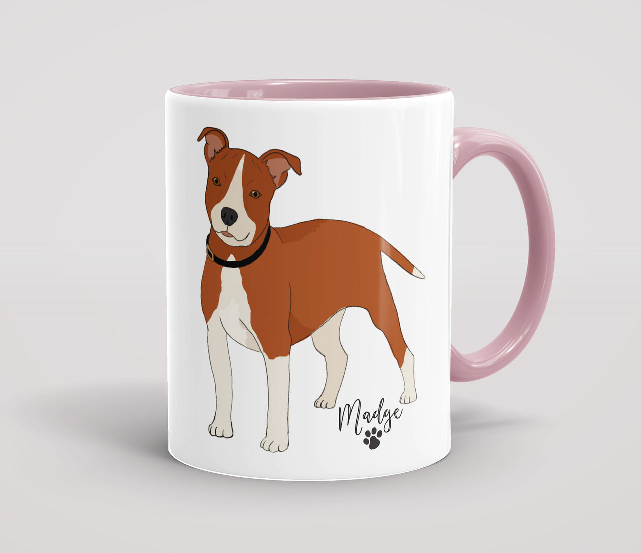 Personalised Red & White Staffordshire Bull Terrier - Mug