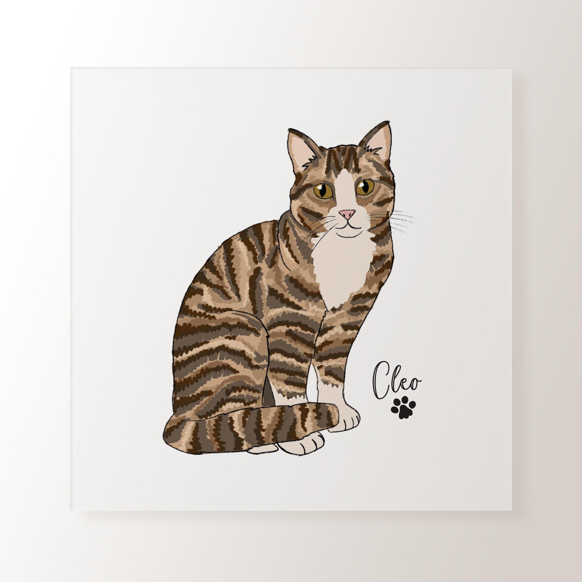 Personalised Name Tabby & White Cat - Art Print – Toffie