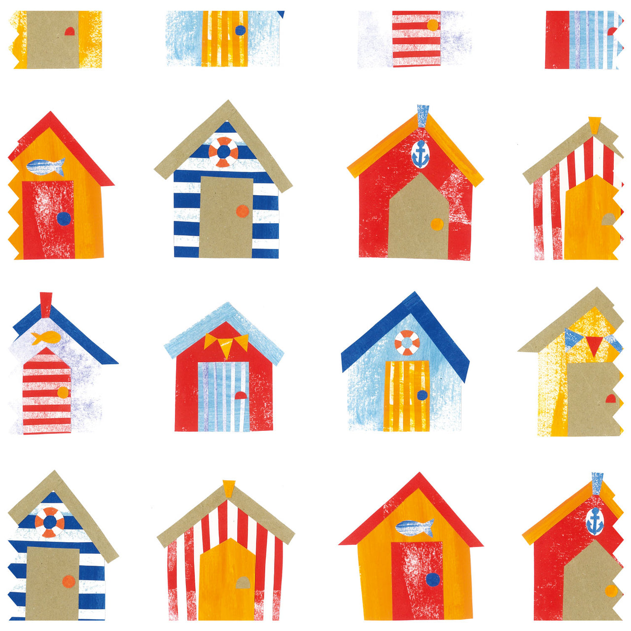 Beach Huts White Roller Blind [101]