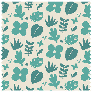 Cutout Block Leaf Turquoise Roller Blind [1074]