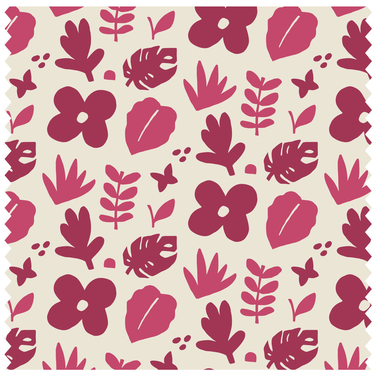 Cutout Block Leaf Raspberry Roller Blind [1077]
