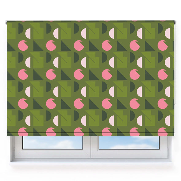 Geometric Small Olive Roller Blind [1093]