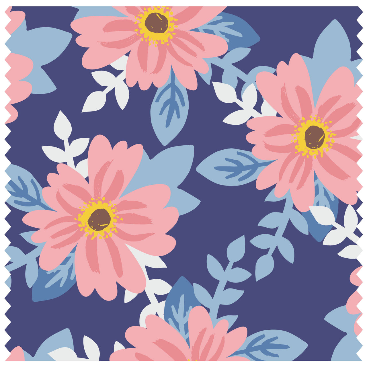 Blossom & Leaves Large Navy Roller Blind [134]