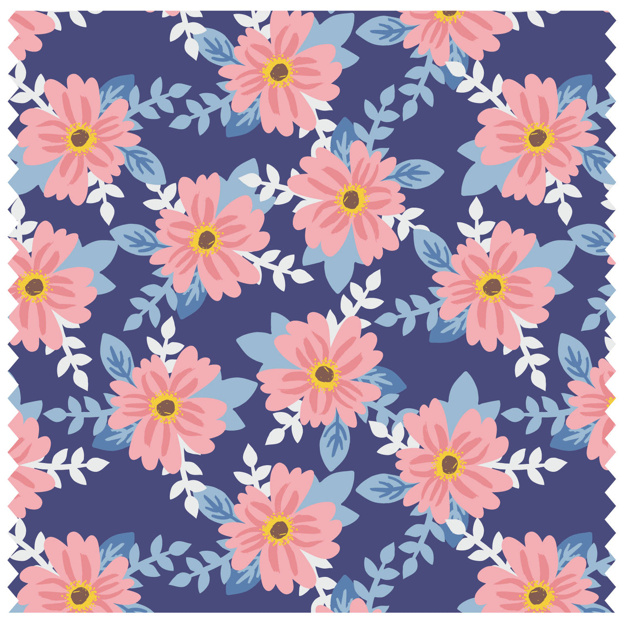 Blossom & Leaves Small Navy Roller Blind [137]