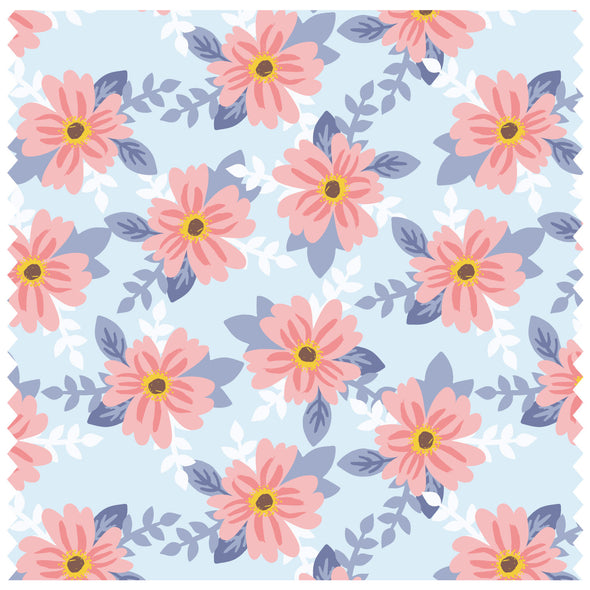 Blossom & Leaves Small Blue Roller Blind [138]