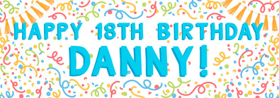 Personalised Party Banner - Happy Birthday Streamers Boy