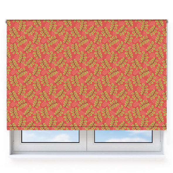 Painted Leaves Large Red Roller Blind [157]