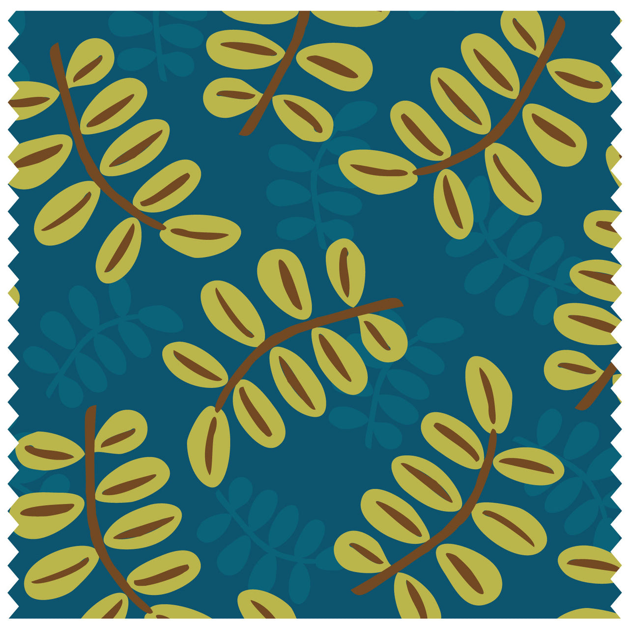 Painted Leaves Large Teal Roller Blind [159]