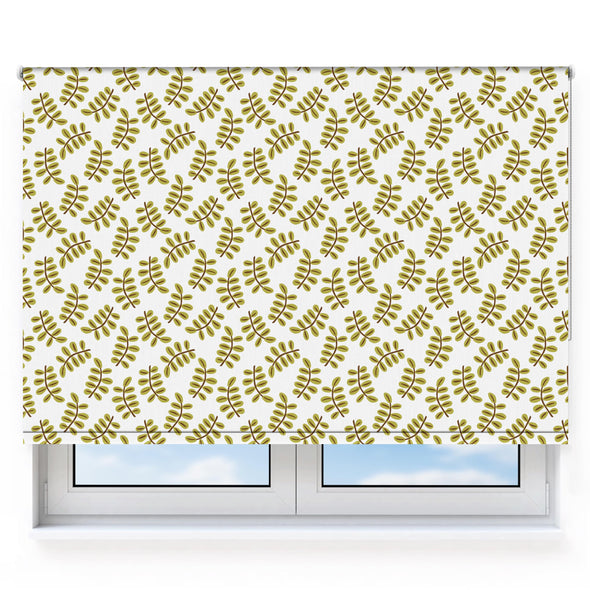 Painted Leaves Large White Roller Blind [160]