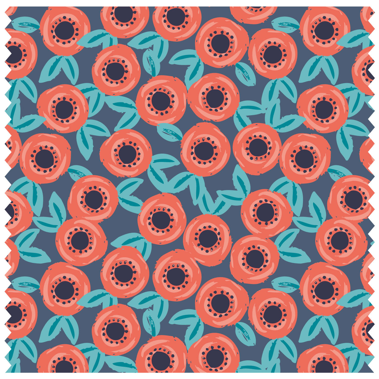 Roses Coral & Navy Roller Blind [170]