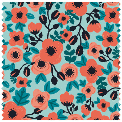 Poppies & Roses Coral & Green Roller Blind [174]