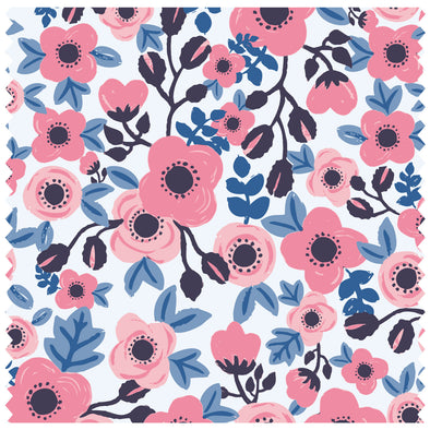 Poppies & Roses Pink & Blue Roller Blind [177]
