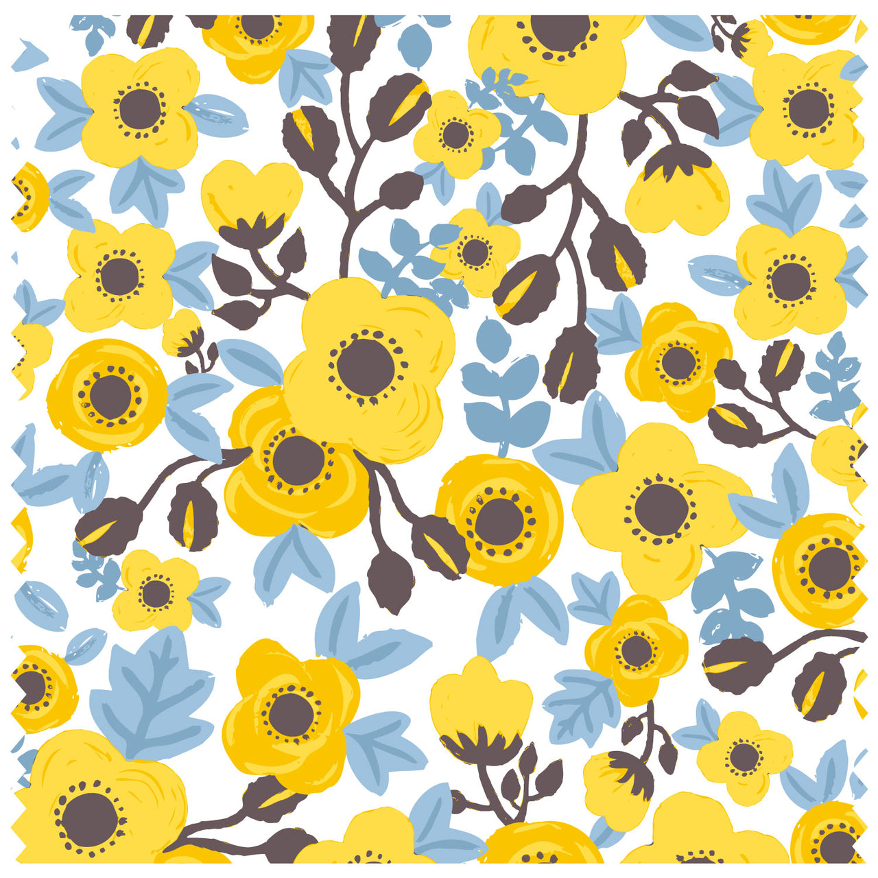 Poppies & Roses Yellow & Blue Roller Blind [178]