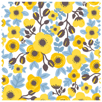 Poppies & Roses Yellow & Blue Roller Blind [178]