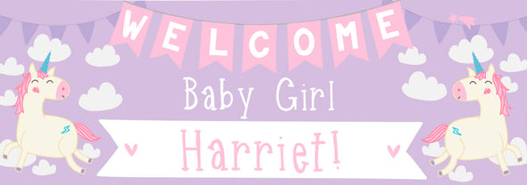 Personalised Party Banner - Welcome Baby Girl