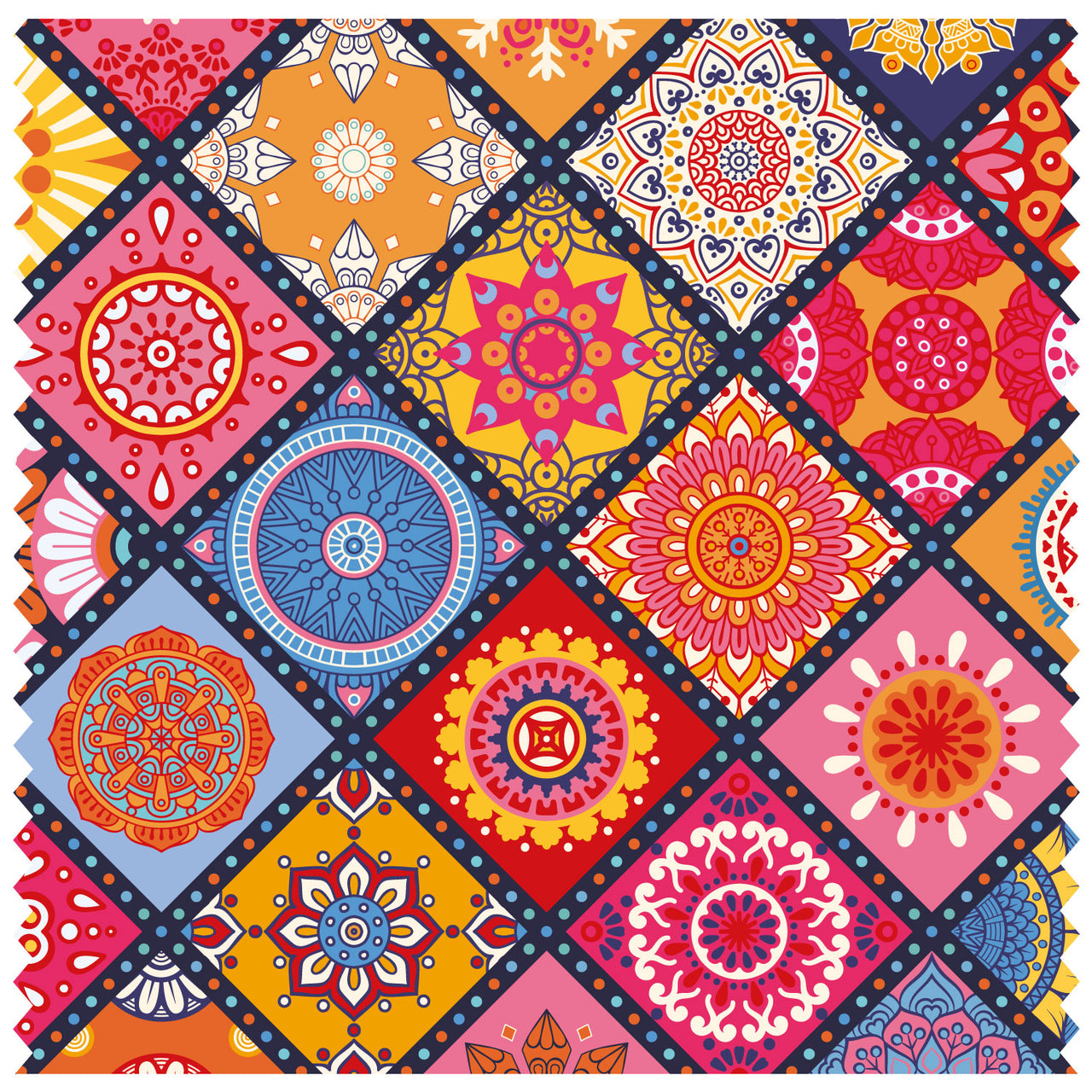Boho Primary Pattern, Moroccan Tiles Roller Blind [202]