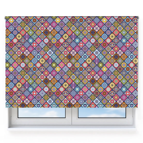 Boho Colourful 2 Pattern, Moroccan Tiles Roller Blind [204]