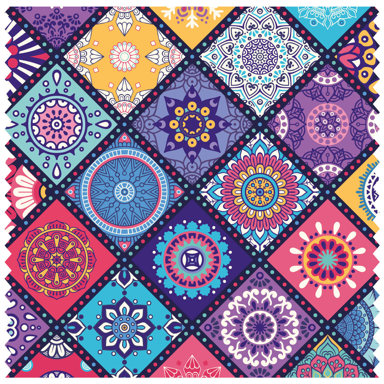Boho Colourful 3 Pattern, Moroccan Tiles Roller Blind [205]