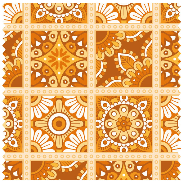 Boho Eyes Yellows Pattern, Moroccan Tiles Roller Blind [206]