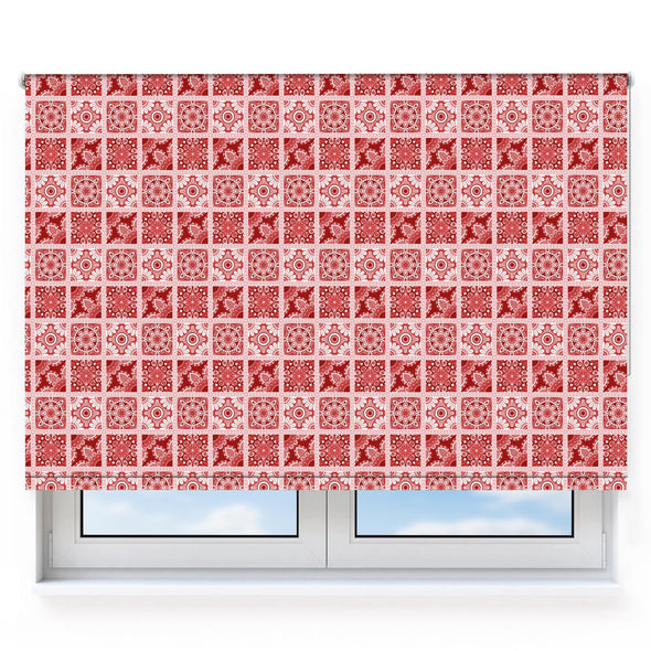 Boho Eyes Reds Pattern, Moroccan Tiles Roller Blind [207]