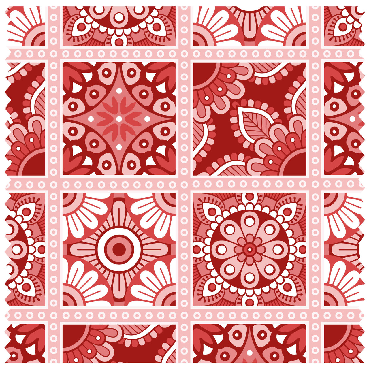 Boho Eyes Reds Pattern, Moroccan Tiles Roller Blind [207]