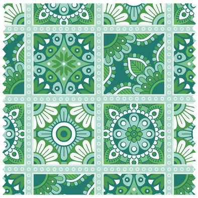 Boho Eyes Greens Pattern, Moroccan Tiles Roller Blind [208]