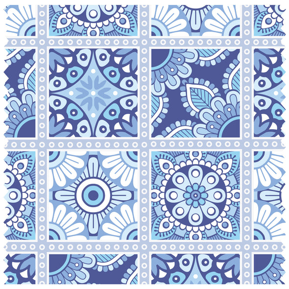 Boho Eyes Blues Pattern, Moroccan Tiles Roller Blind [209]