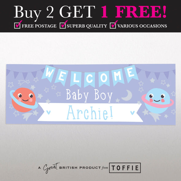 Personalised Party Banner - Welcome Baby Boy