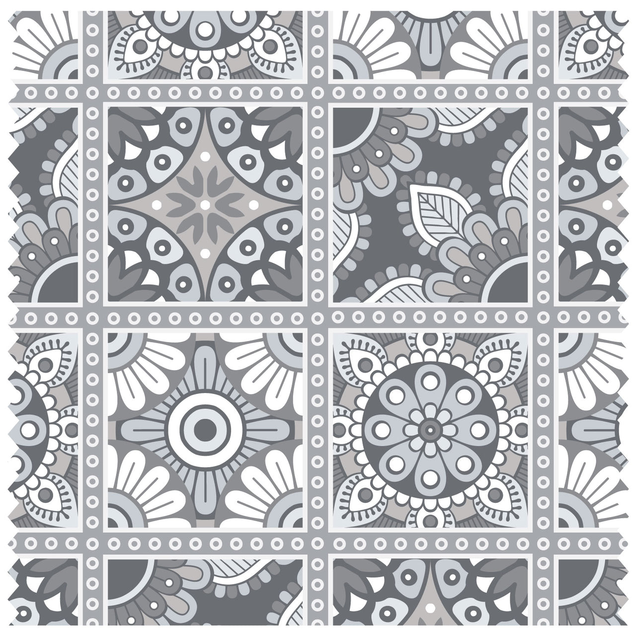 Boho Eyes Greys Pattern, Moroccan Tiles Roller Blind [211]