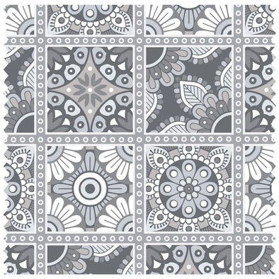 Boho Eyes Greys Pattern, Moroccan Tiles Roller Blind [211]