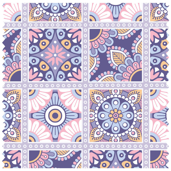 Boho Eyes Pastels Pattern, Moroccan Tiles Roller Blind [212]