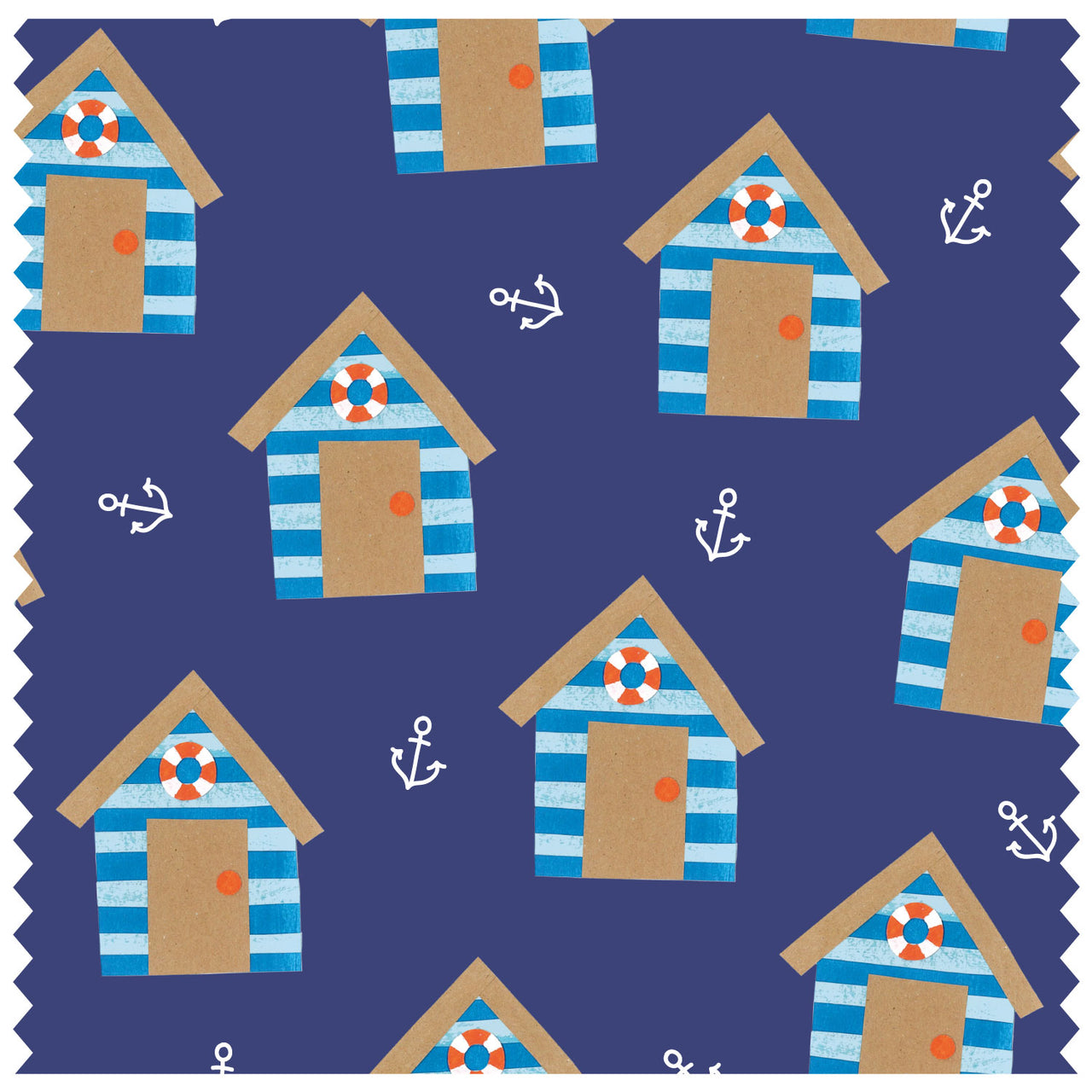Blue Beach Huts Navy Roller Blind [217]