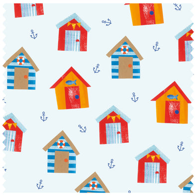 Scattered Beach Huts Blue Roller Blind [220]