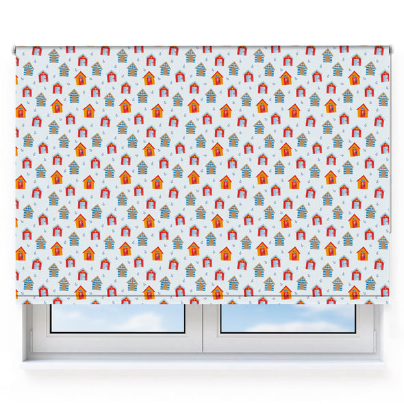 Scattered Beach Huts Blue Roller Blind [220]