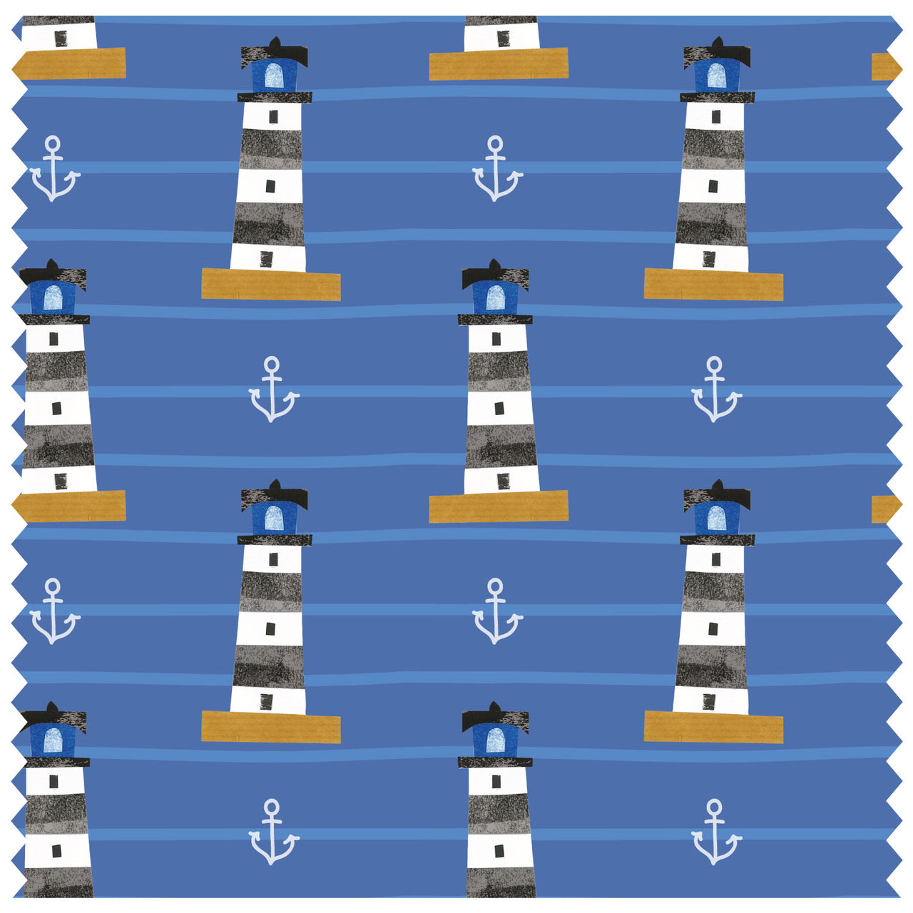 Black Lighthouse Blue Stripes Roller Blind [222]