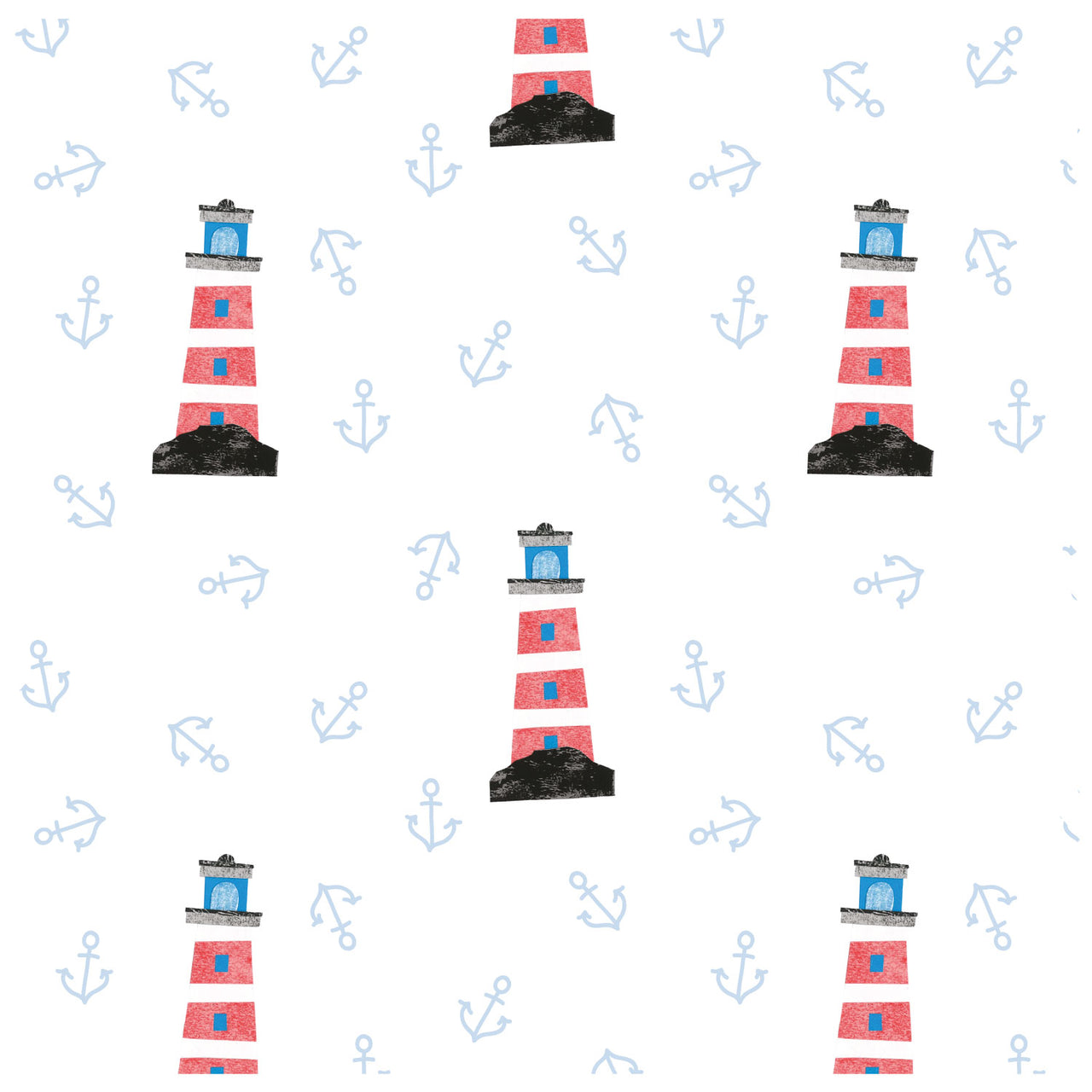 Red Lighthouse White Roller Blind [244]