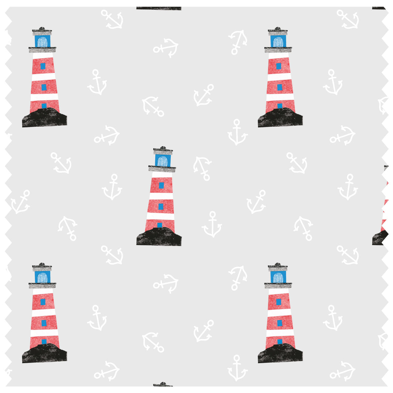 Red Lighthouse Grey Roller Blind [247]