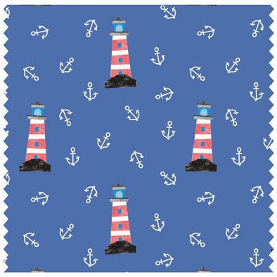 Red Lighthouse Navy Roller Blind [248]