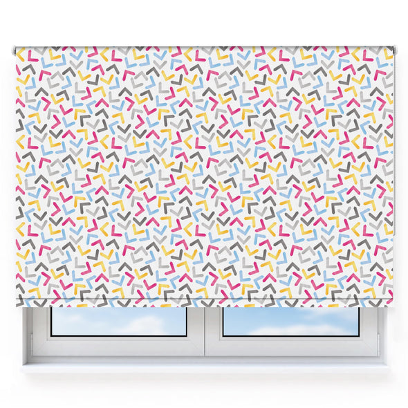 Scattered Chevrons Pink, Blue & Yellow Roller Blind [283]