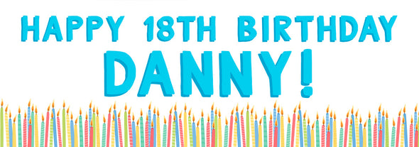 Personalised Party Banner - Happy Birthday Candles Boy
