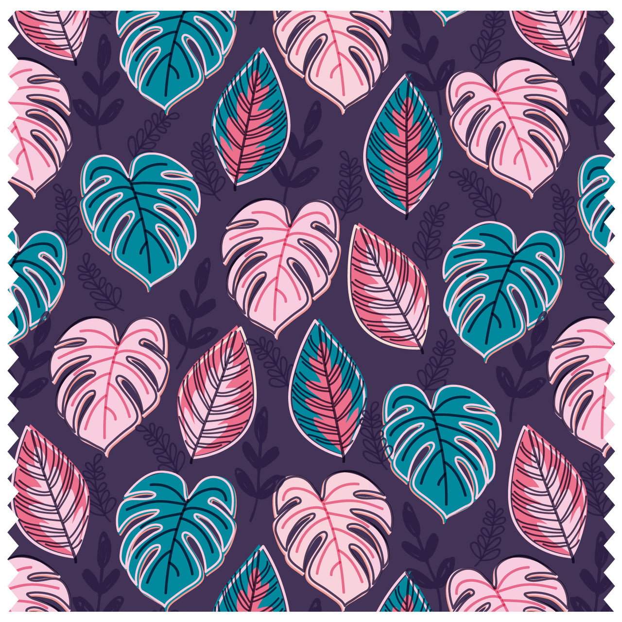 Tropical Leaves Purple Roller Blind [337]