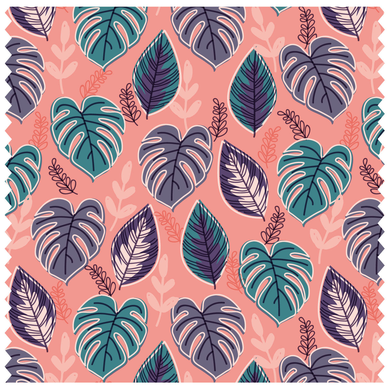 Tropical Leaves Coral Roller Blind [340]