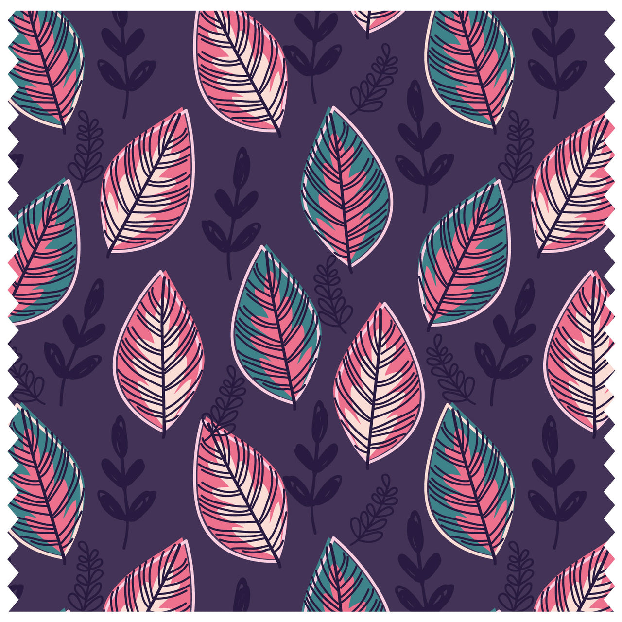 Rubber Leaves Purple Roller Blind [341]