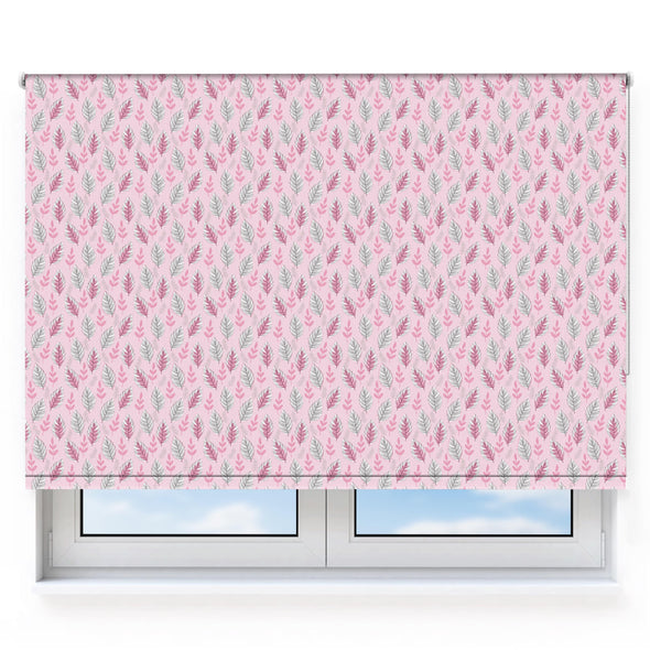 Rubber Leaves Pink Roller Blind [342]