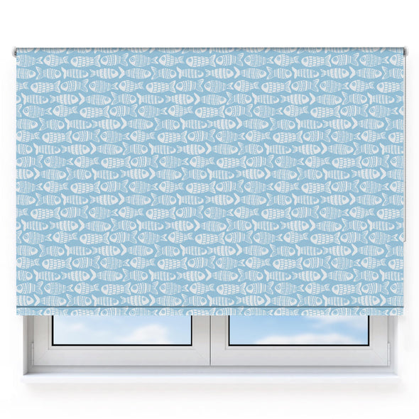 Blue Illustrated Fish Pattern Roller Blind- Kitchen Blind – Toffie