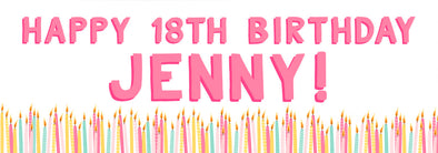 Personalised Party Banner - Happy Birthday Candles Girl