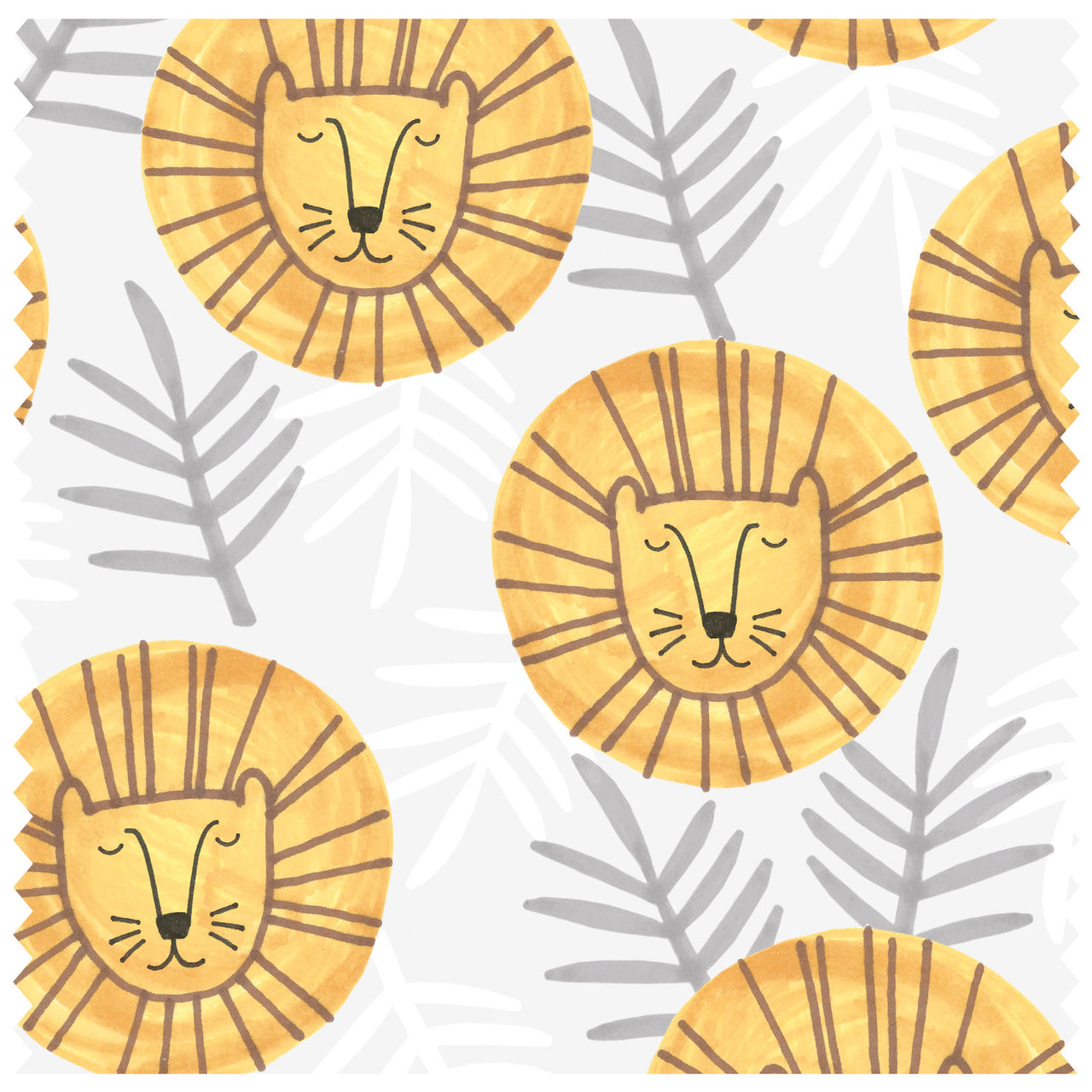 Sleepy Lions & Fronds, Grey Roller Blind [401]